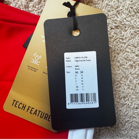 GOLDBERGH WOMEN'S HIGH END SALOPETTE SKI PANTS BIB FLAME RED NWT US 4 - Picture 4 of 10